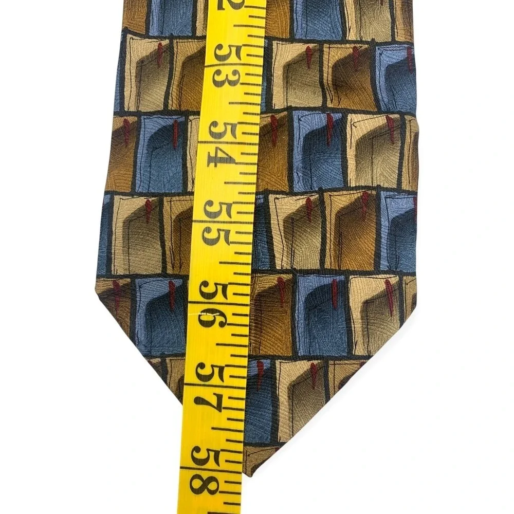 J. Garcia 100% Silk Ties Lot‎ 3 Abstract Pattern Blue Yellow Brown